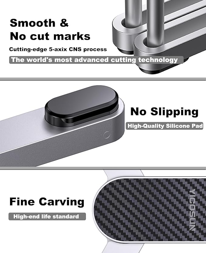 YICOSUN New Concept Laptop Stand - Adjustable Ergonomic Aluminum Riser for MacBook Pro/Air up to 15.6” - Foldable & Portable Computer Stand for Desk, Students, Office, Travel, Gaming - Gray