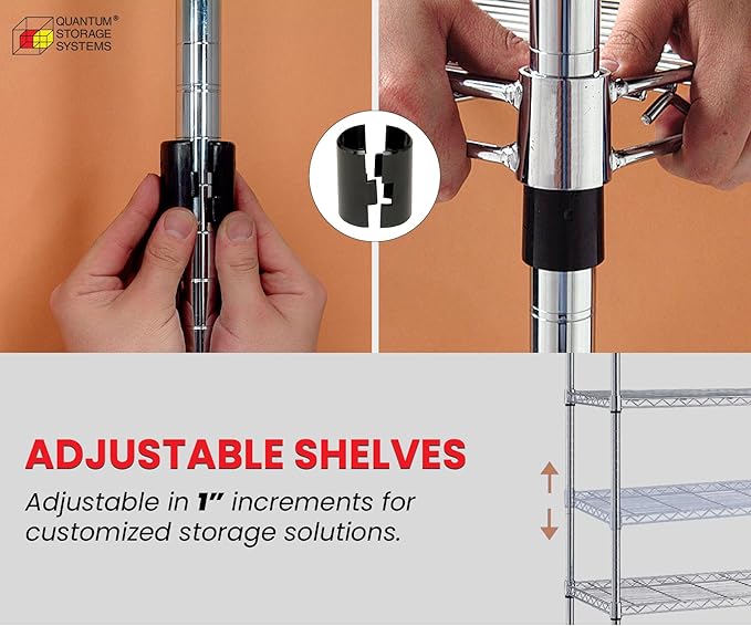 Quantum Storage Systems WR86-1824P-5 Wire Shelving Starter Kit, 24" W x 18" D x 86" H, 600 lbs Capacity, Carbon Steel, Epoxy Coated, Green, NSF