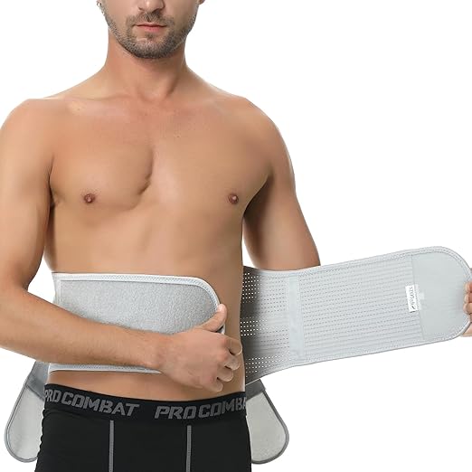 NeoTech Care Back Belt Support for Men or Women - Breathable & Adjustable Lower Back Brace - Double Pull Compression Straps (Gray, Size S)