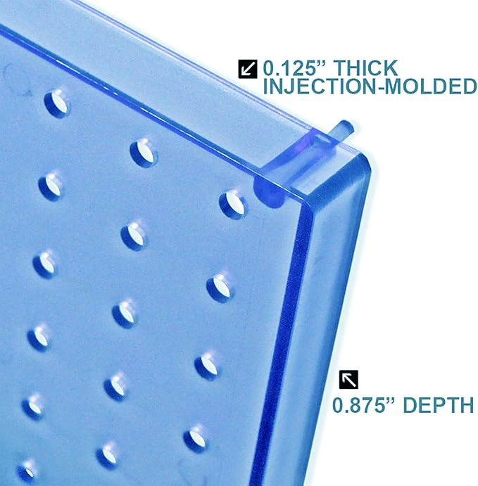 Azar Displays 900945-BLU The DIY Multi-purpose 70-piece Pegboard Wall Organizer Kit with Two Panels and Accessory Assortment, Panel Sizes: 13.5” W x 22” H each, Blue