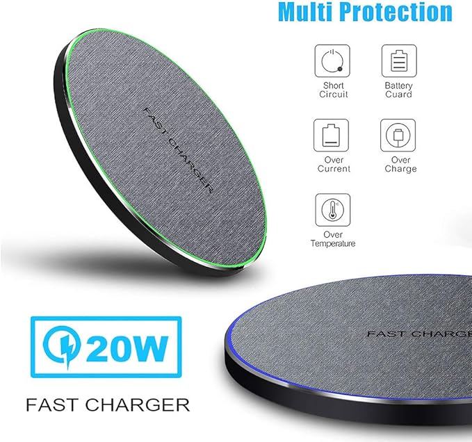 Fast Wireless Charger,20W Max Wireless Charging Pad Compatible with iPhone 17/16/15/14/13/12/SE/Pro/XS Max/XR,AirPods;FDGAO Wireless Charge Mat for Samsung Galaxy S25/S24/S23/Note,Pixel/LG