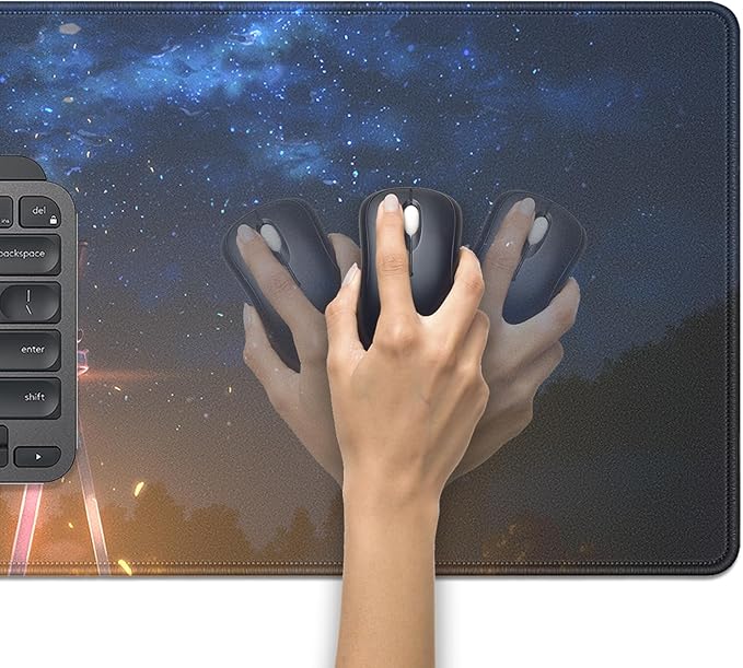 Sword of the Starry Night Mouse Pad Desk Pad, 27.5x11.8 in Extended Keyboard Mousepad with Stitched Edges, Waterproof Non-Slip Rubber Base for Office Computer Laptop Home