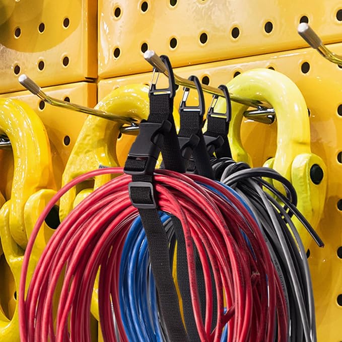 36 Pack 17 Inch Adjustable Extension Cord Holder Organizer with Triangle Clips for Garage Organization and Storage Heavy Duty Extension Cord Hanger for Men Workshop (Black)
