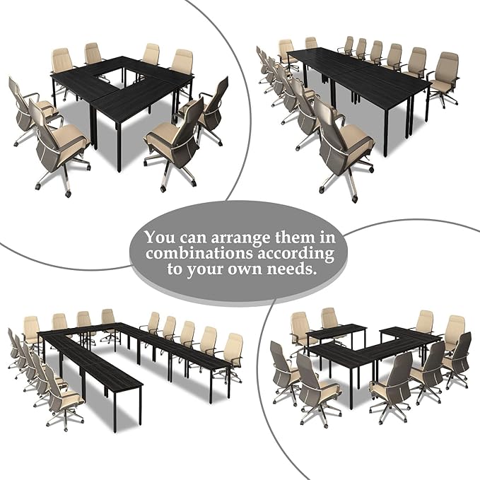 Bonzy Home Conference Tables 9ft Office Computer Desk for Meeting Room Study Writing Printer Podcast Table Save Space Design for 10 People Modern Black 4PCS (110.2"x47.2"x29.5", Black)