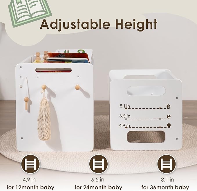 bpmfkid Montessori Weaning Table and Chair Set - Adjustable Design for Toddlers, Ideal for Mealtime, Learning, and Play, White