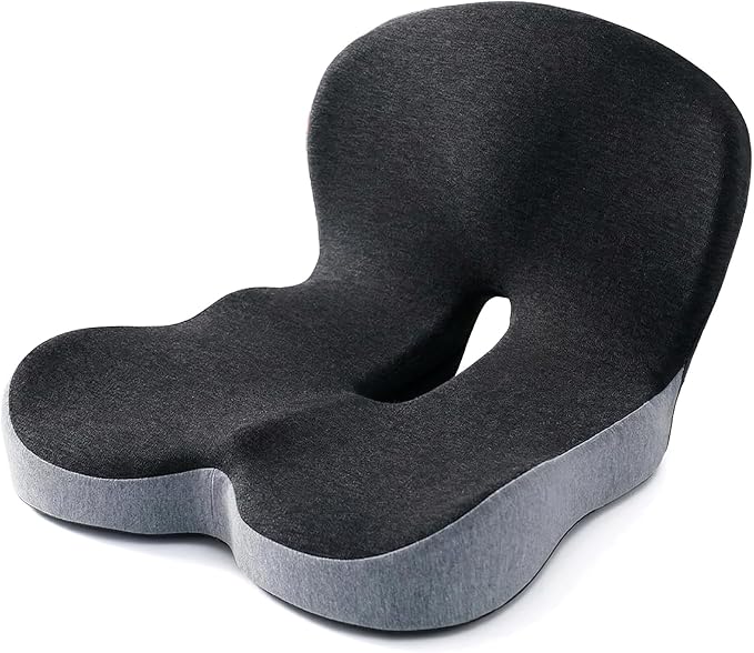 Ergonomic L-Shaped Memory Foam Seat Cushion for Office Chair & Car Seat, Breathable Sitting Pad for Long Sitting Relief, Tailbone & Hip Support Cushion for Driving, Desk Chair, Wheelchair