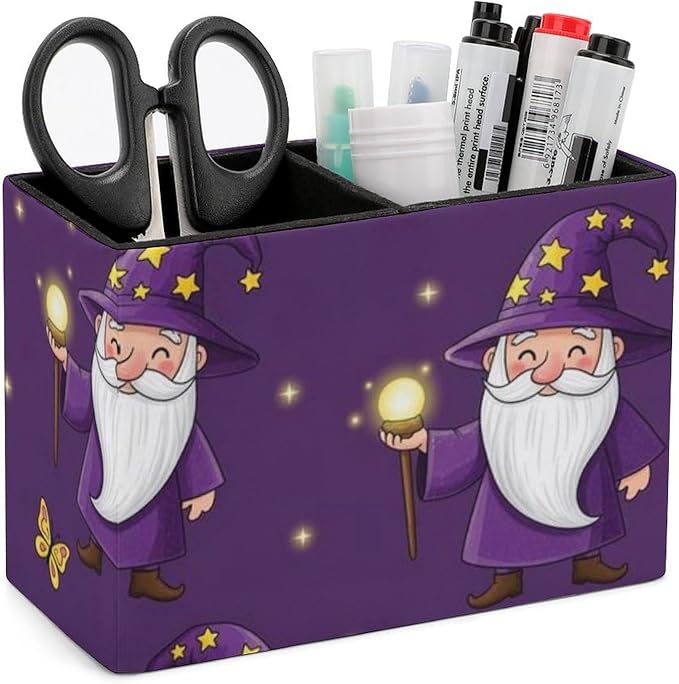 Office Storage Pen Organizer Box Gnome Purple, Ideal for Office, Classroom, and Home