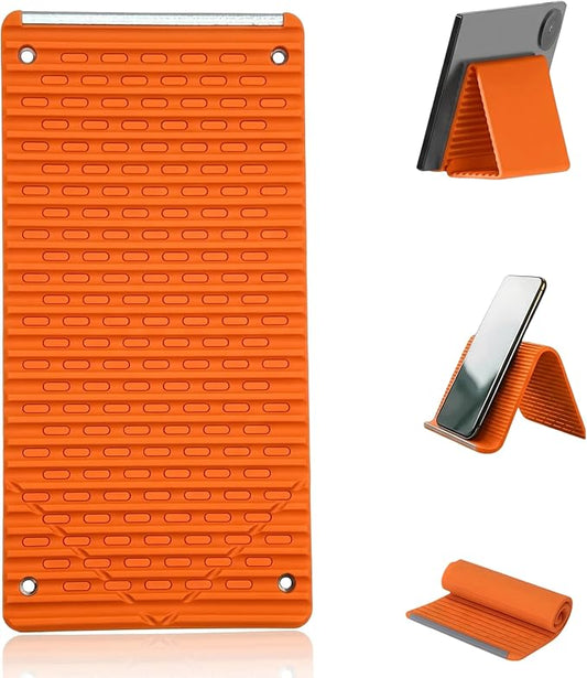 2026 New Flexible Silicone Phone Holder, 360° Bendable Aluminum Core Stand, Portable Foldable Anti-Slip Universal Mount for Phone Tablet Laptop, Ideal for Travel Office Desktop Home (Orange)