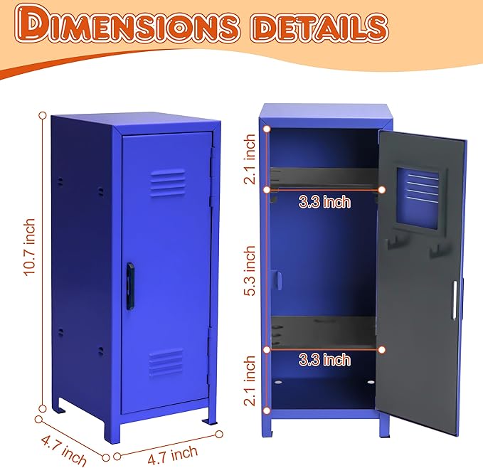 PACOLO Mini Locker, Metal Small Locker for Desktop, Girls Lockbox Desktop Storage Organizer, Money Safe and Cash Lock Box for Girls Safe (Blue)