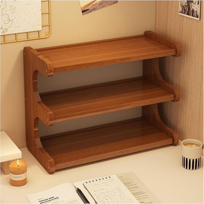 3 Tier Bookshelf for Desktop, Storage Rack, Desktop Organization