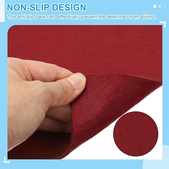 PATIKIL 31.5" x 15.7" Large Felt Desk Pad Protector, Non-Slip Desk Mat Full Table Mouse Pad Keyboard Mats for Laptop Computer Writing Desk Table Gaming Home, Wine Red