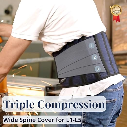AVESTON Back Support Lower Back Brace for Back Pain Relief: Thin Breathable Rigid 6 ribs Adjustable Lumbar Support Belt for Men/Women Keeps Spine Straight and Safe – Medium