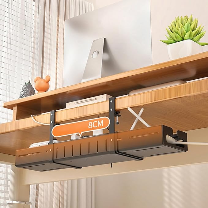 Not Drilling Installation Cable Holder Perfect for Desk with Large Capacity to Store Power Strips and Hide Wire Neatly Unraveled Cable Tray