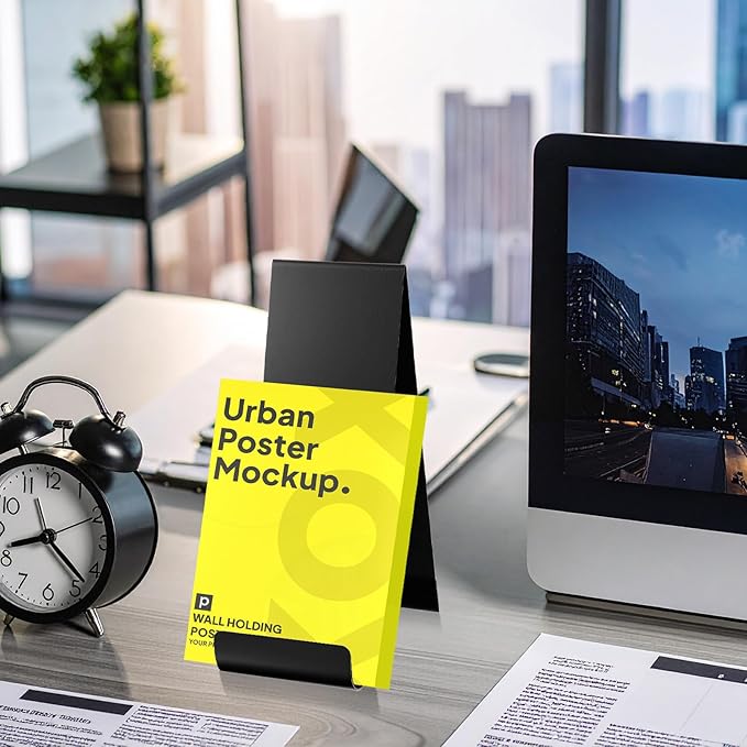 4 Pack Black Metal Brochure Holder, 8.9" Fancy Vertical Display Stand, Black Heavy Duty Elegant Flyer Brochure Holder Stand for Table Menus, Pamphlets, Countertop Literature Organizer