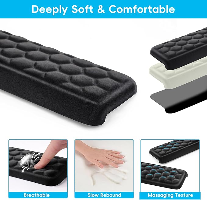 MOSISO Wrist Rest for Keyboard&Keyboard Stand Set, Honeycomb Structured Ergonomic Wrist Rest Pad, Non-Slip Base with Easy Typing Working Acrylic Clear Holder for Office Home, Black