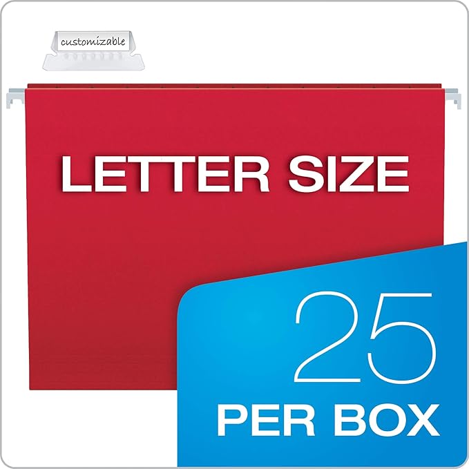 Pendaflex Hanging File Folder Combo Kit, 25 Hanging Folders with Tabs, 50 File Folders, Work from Home Starter Kit, Assorted, Letter Size (99199) (Pack of 5)