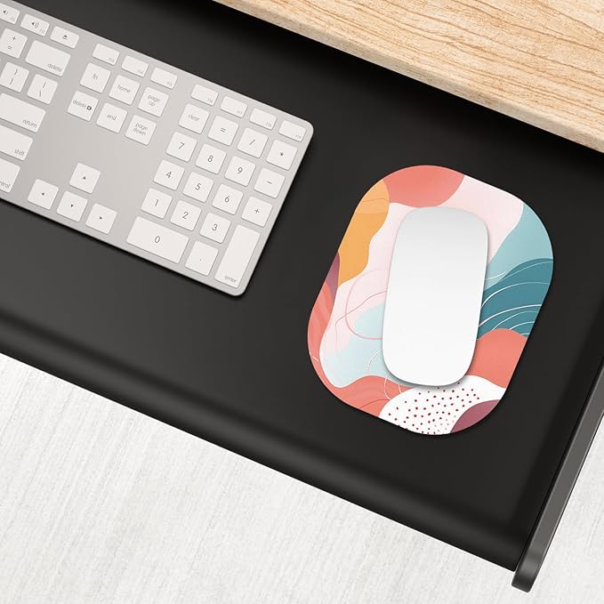 Small Mouse Pad, 6 x 7 Inch, Oval Mini Mouse Pad with Non-Slip Rubber Base for Laptop Wireless Mouse Keyboard Tray Mousepad, Abstract Styles