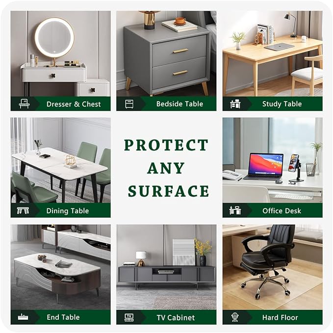 36x60 inch Crystal Plastic Desk Mat Clear PVC Table Cover Protector Waterproof Table Pad for Dining Table Writing Desk Dresser Coffee Table Student Desk Craft Table Dust Heat Proof Non-Slip Durable