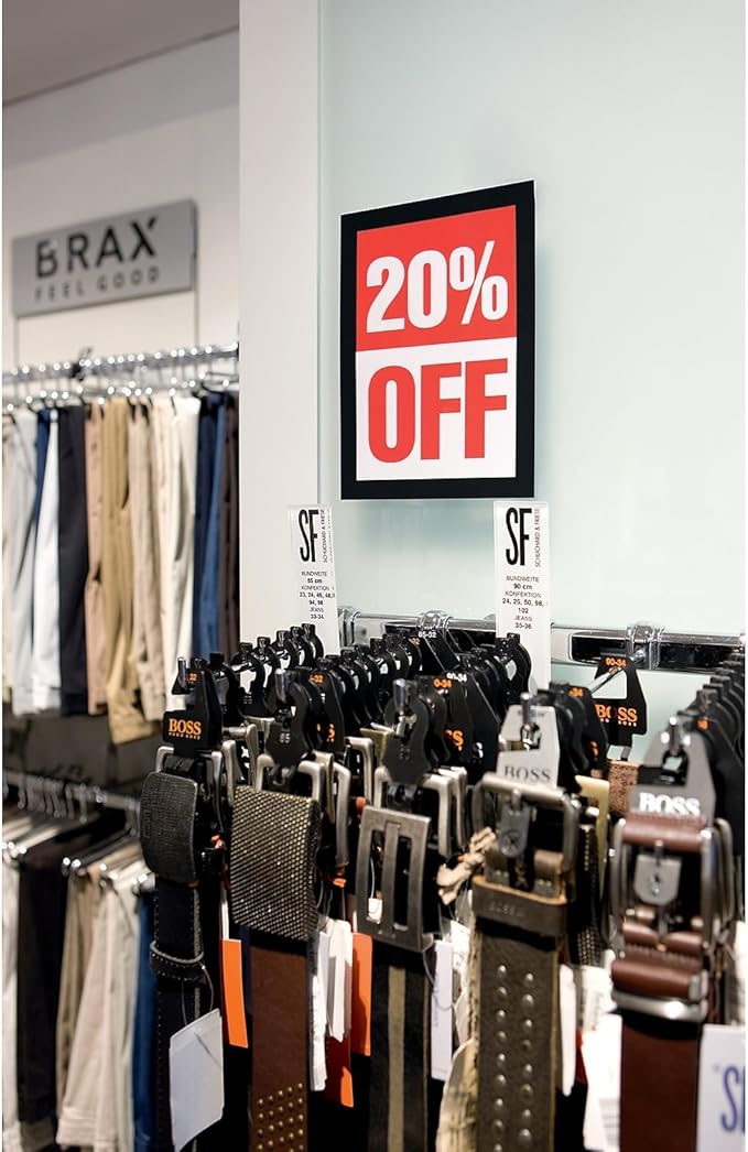 Durable Duraframe Self Adhesive Magnetic Sign Holder in Half Letter-Size 5.5" x 8.5" Inches - Black Frame - Pack of 2
