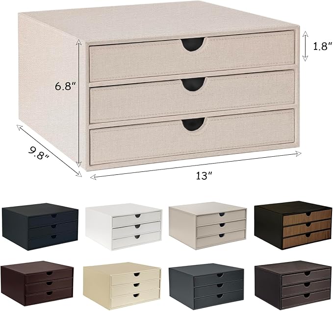 UnionBasic Document Organizer, 3-Drawer File Cabinet Document Storage Box, Office Desktop Filing Organizer, Port Royale