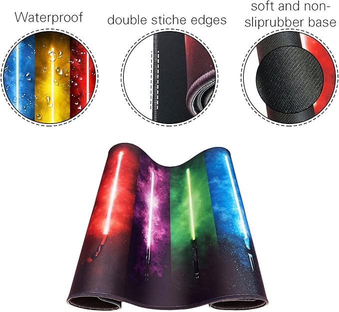Large XL Mouse Pad,Super Thick Waterproof Large Gaming Mousepad with Stitched Edge,Mouse Computer Desk Accessories,Non-Slip Base Mouse Keyboard Mat 650 * 300 * 3 mm