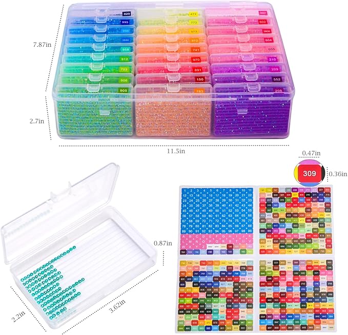 Diamond Art Storage, 2pack 54pcs Diamond Painting Storage Trays Organizer, 2-in-1 with Lids Dotz Accessories Tools Containers Case Box (Beads not Included)