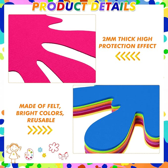 Tegeme 12 Pcs Large Paint Splatter Felt Art Colorful Mats, Rainbow Art Party Supplies Prop for Craft Wall Decal School Bulletin Board, Neon Paint Birthday Party Table Decoration (Neon,Bright)