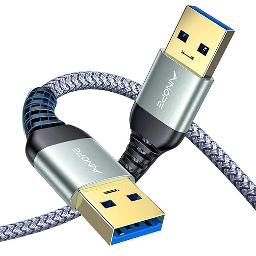 AINOPE USB to USB Cable, USB 3.0 A to A Male to Male Cable [Never Rupture] Double End Type A Cord Compatible with Hard Drive Enclosures, KVM, DVD Player, TV, Laptop Cooler,1.5Ft/Grey, 2 Pack