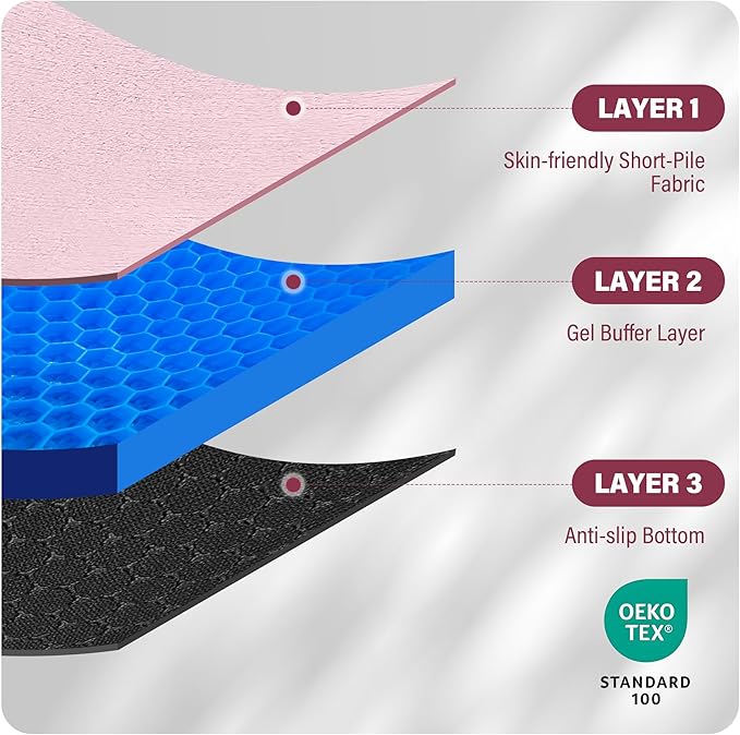 SPRING SEAON Large Gel Seat Cushion for Pressure Relief – Honeycomb Buffer Design with Extra Thick Filling, Anti-Slip Bottom, Perfect for Long Sitting, Travel, Airplane and Daily Comfort (Pink)