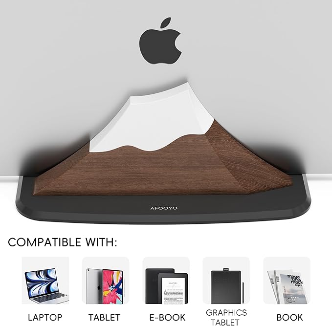 AFOOYO Vertical Dual Laptop Stand - Snow Peak-Shaped Walnut Adjustable Laptop Holder,2 Slots Desktop Dock Compatible with All MacBook, Surface,Chromebook,Dell & More(Walnut)