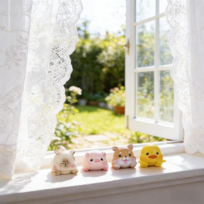 Computer Monitor Decor,Car Dashboard Decor,Cute Mini Animal Figurines,Resin Desk Decor, Mini Animal Statues for Aesthetic Room, Planter Pot,Computer Monitor,Car Monitor Decoration (Yellow)