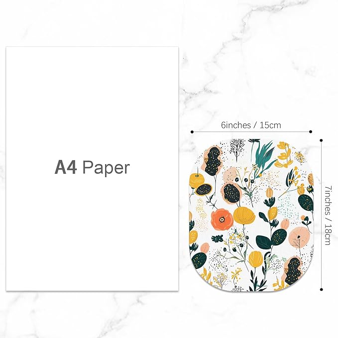 Small Mouse Pad, 6 x 7 Inch, Oval Mini Mouse Pad with Non-Slip Rubber Base for Laptop Wireless Mouse Keyboard Tray Mousepad, Flower Seamless Pattern