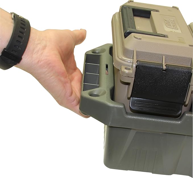 MTM AC5C 5-Can Ammo Crate Mini, Convenient size, Store 650 rounds of 9mm bulk ammo, Stackable, easy carry and transport of multi-caliber ammo, Rugged tactical carrying crate
