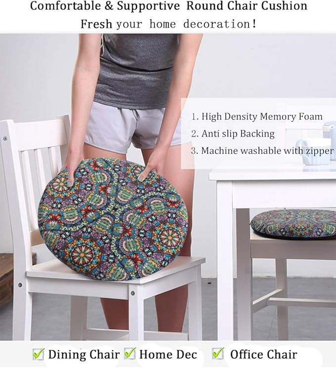 Sigmat Memory Foam Seat Cushion Anti-Slip Soft Round Stool Cushion Chair Pad 20 Inch Purple