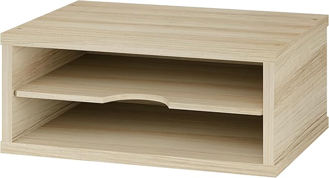 Ballucci 2-Tier Wooden Desk Organizer, Office Desk Organization, Mail Sorter, Paper Tray, File Folder Holder, Desktop Paper Organizer, Desk Organizers and Accessories, Natural Wood