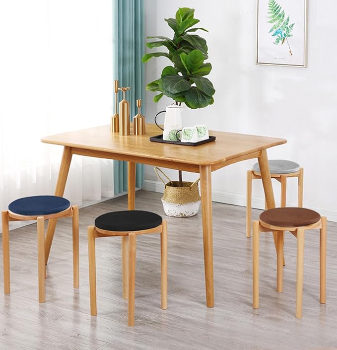 13" Detachable Memory Foam Seat Cushion Round Chair Cushion Non-Slip Dining Stool Pad Circle Chair Pad Washable for Kitchen Dining Office Chairs Black