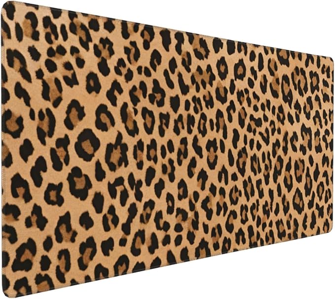 Leopard Skin Pattern Large Mouse Pad & Desk Mat Cheetah Print Extended Mousepad Non-Slip Rubber Base Laptop Computer Keyboard Pad for Gaming, Office & Home Decor, XXXL - 35.4" X 15.7"