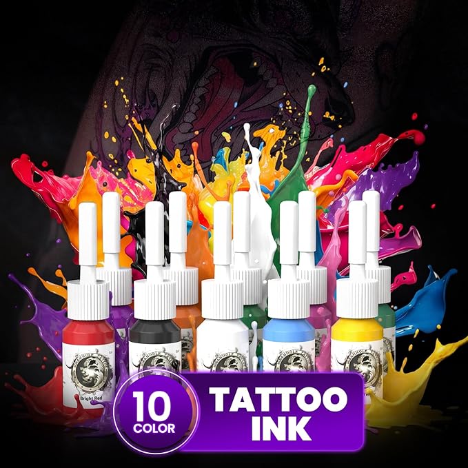 Wormhole Wireless Tattoo Gun Kit for Beginners – Complete Tattoo Kit with Tattoo Cartridges Needle, Tattoo Ink, Rotary Tattoo Pen with 1800mAh Tattoo Battery Tattoo Machine Starter Set for Practice
