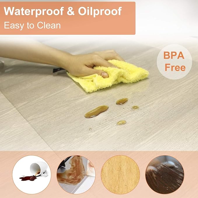 NATRKE Clear Desk Mat Pad, 31.5"x15.7" Large Transparent Computer Desk Mat Plastic Desktop Protector, PVC Writing Pad Round Edge, Waterproof Wipeable Non-Slip Table Protector for Home Office, Frosted