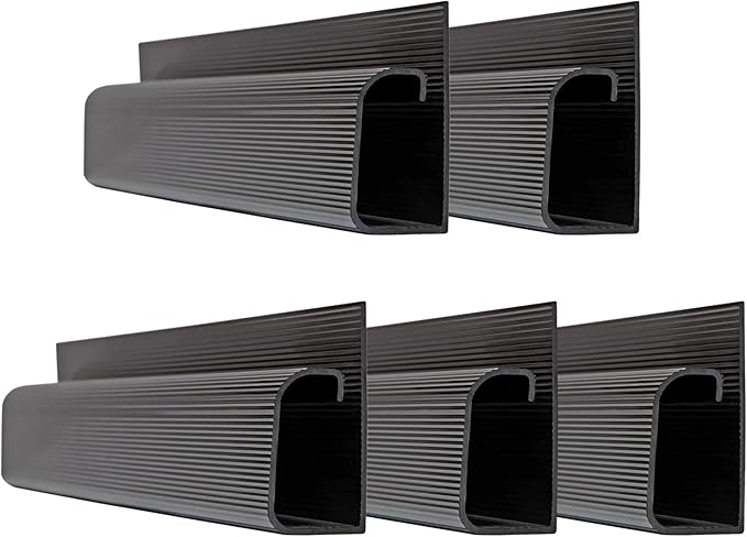 Simple Cord 5 Pack of 16-Inch J Channel Cable Management Under Desk - Easy to Install Adhesive Mount Cord Organizer for Desk, Home Office, No-Drill Wall Cable Organizer (Black)