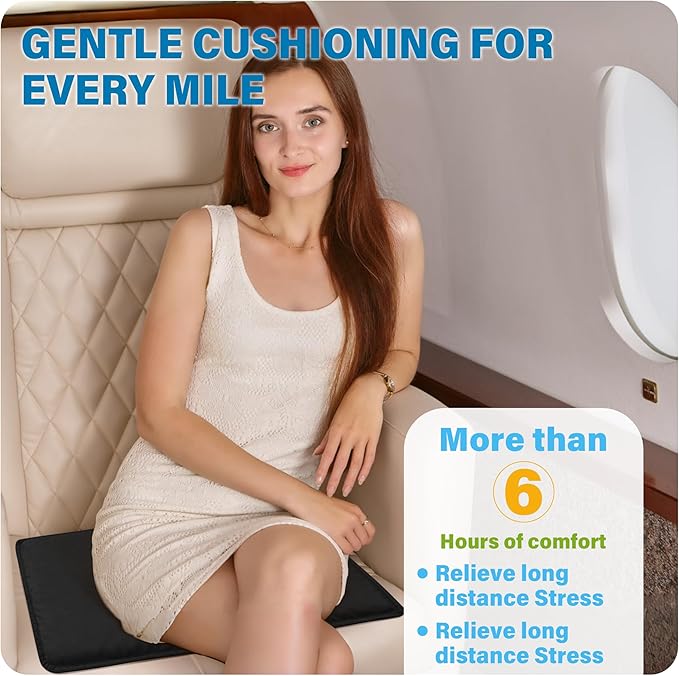 SPRING SEAON Large Gel Seat Cushion for Pressure Relief – Honeycomb Buffer Design with Extra Thick Filling, Anti-Slip Bottom, Perfect for Long Sitting, Travel, Airplane and Daily Comfort (Black)