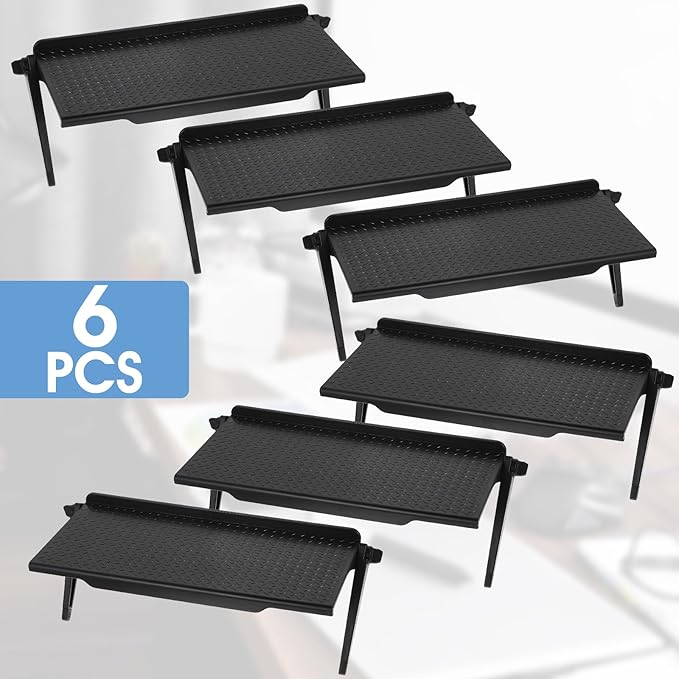 6 Pieces TV Top Screen Shelf Adjustable Monitor Top Shelf Plastic TV Video Game Storage Game Console Black Router Stand Audio Video Shelving for Media Boxes Router(11.8 x 4.5 inch)