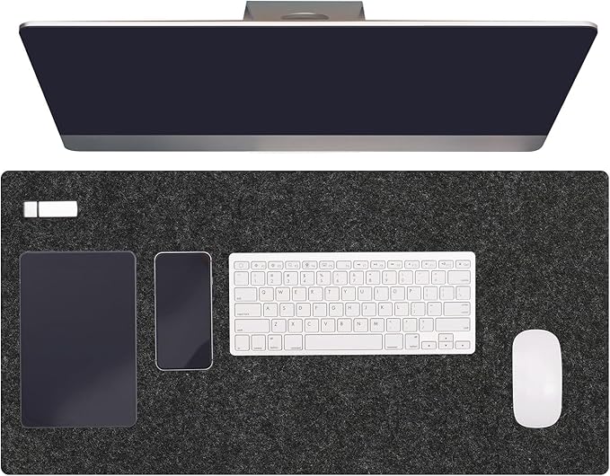 PATIKIL 31.5" x 15.7" Large Felt Desk Pad Protector, Non-Slip Desk Mat Full Table Mouse Pad Keyboard Mats for Laptop Computer Writing Desk Table Gaming Home, Dark Gray