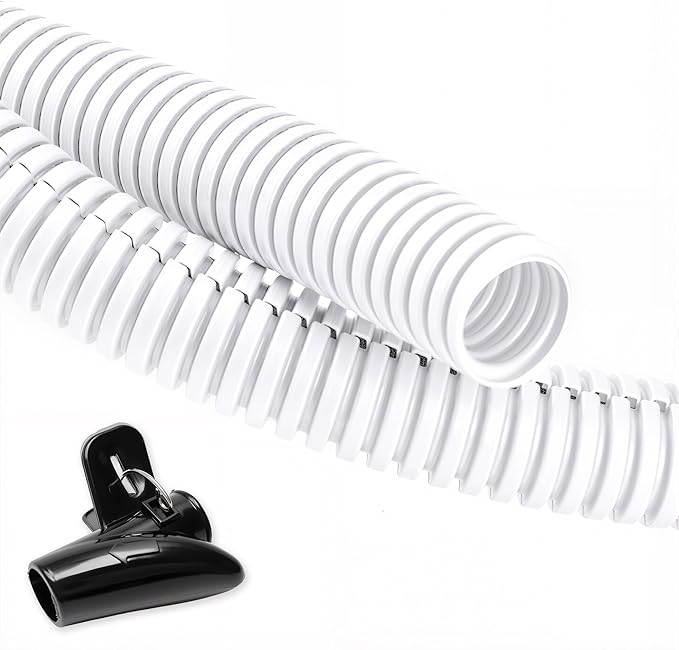 ZhiYo 20FT 1/2” Wire Loom Split Tubing Auto Wire Conduit Flexible Cover | High Temperature Heat Resistant -40F to 257F | Plastic Cover for Electrical Wires & Cables, White