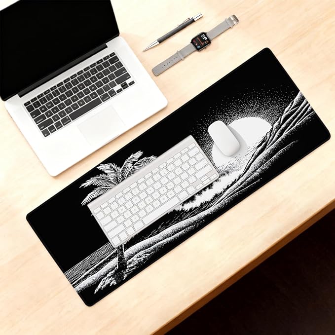 Sunset Palm Beach Large Mouse Pad Non-Slip Rubber Long Gaming Desk Mat Big Computer Keyboard Mousepad Waterproof Protector Wristing Pad for Gaming Office Home Decorative 31.5 X 11.8 Inch