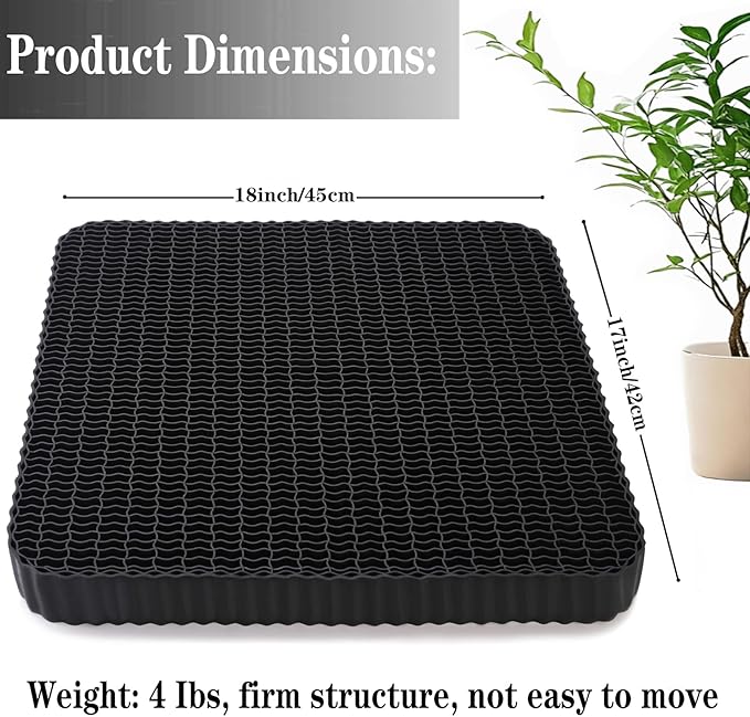 Breathable Grid Seat Cushion, Large and Wide Gel Seat Cushion, Soft Cooling Support Chair Cushion for Office, Home, Wheelchair, Car, Recliner, Gel Cushion for Back, Sciatica, Tailbone, Pain Relief.