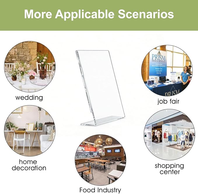 Acrylic Sign Stand Holder - 8.5x11 Inches Plastic Acrylic Literature Holders, 12 Pack Sign Holders Suit for Flyer, Magazine, Pamphlet, Booklet Display