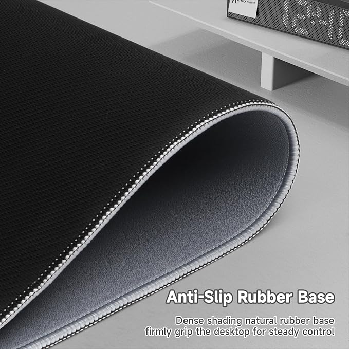 ATTACK SHARK CM02Pro Gaming Mouse Pad for Esports Speed Large Mouse mats for Desk Waterproof Surface Stitched Edges and Anti-Slip Rubber Base Size XXL Laminate 35.43” x 15.75” x 0.16” Gray