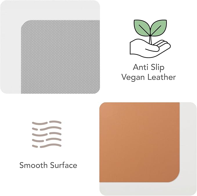 SenseAGE Slim Mouse Pad for Home/Office, Portable Mouse Mat for Computer & Laptop, Fabric Style Vegan Leather, Non-Slip Base, Compatible with Laser and Optical Mouse, 8.66” x 8.66” (Light Grey)