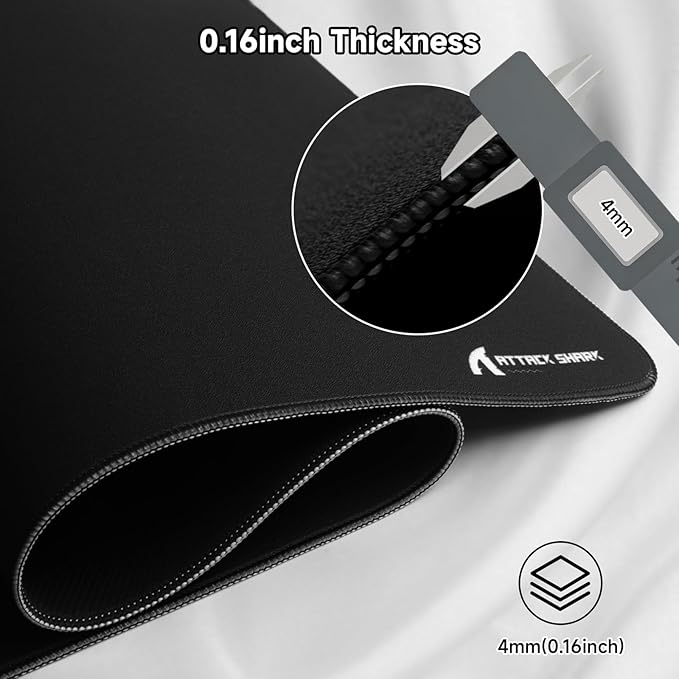 ATTACK SHARK CM02Pro Gaming Mouse Pad for Esports Speed Large Mouse mats for Desk Waterproof Surface Stitched Edges and Anti-Slip Rubber Base Size XXL Laminate 35.43” x 15.75” x 0.16” Black